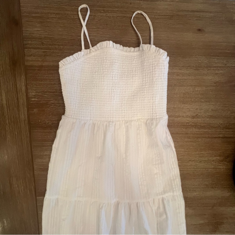 art class White Smocked Tiered Sundress